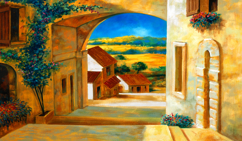 Trompe l'oeil PT 100808 - tema  Antico Borgo del Paesello